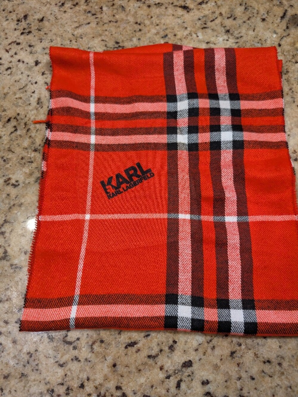 Karl Lagerfeld Red Plaid Long Scarf